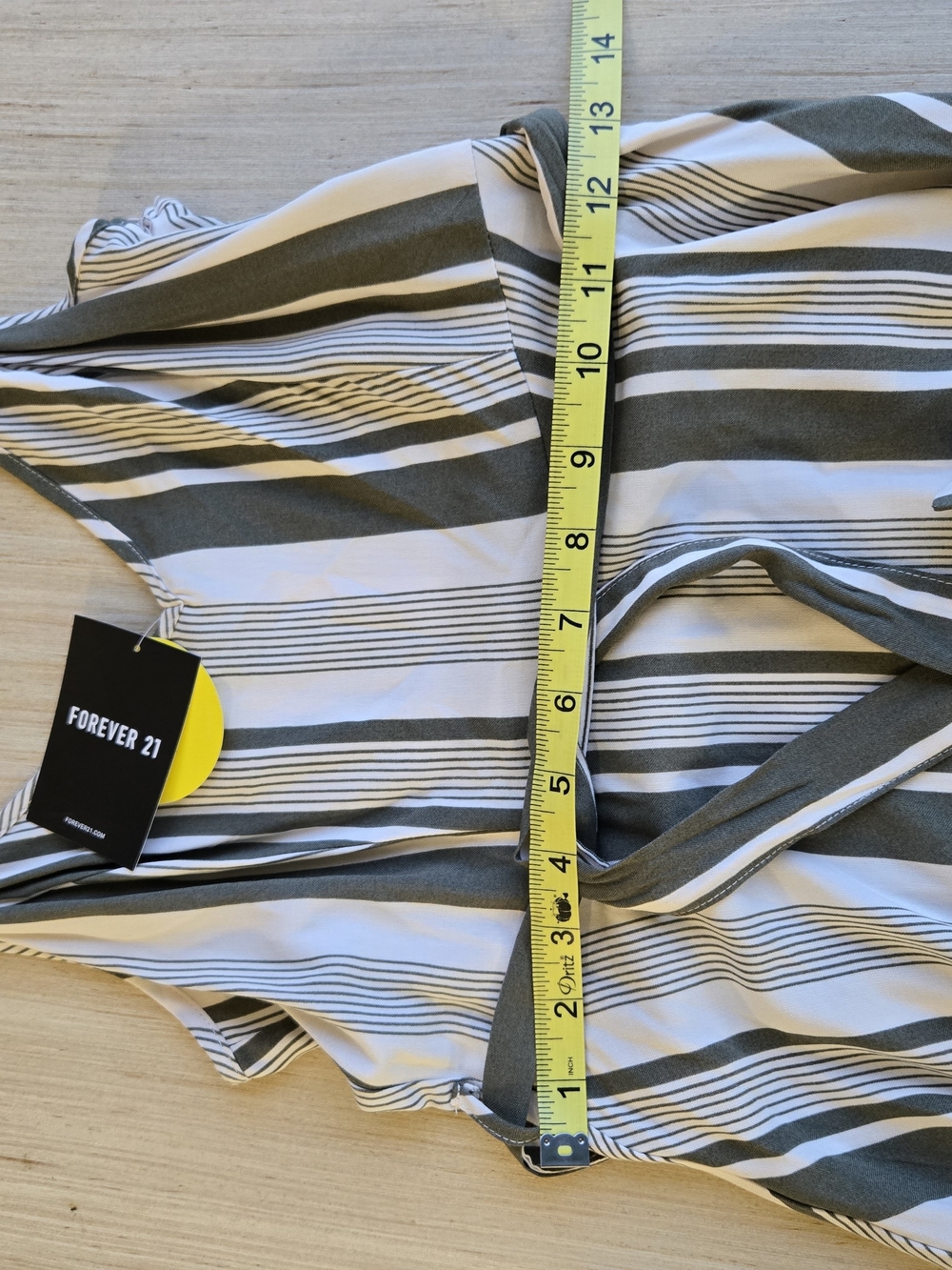 Forever 21 Olive and White Striped V-Neck Tie-Waist Mini Dress - Picture 5 of 7